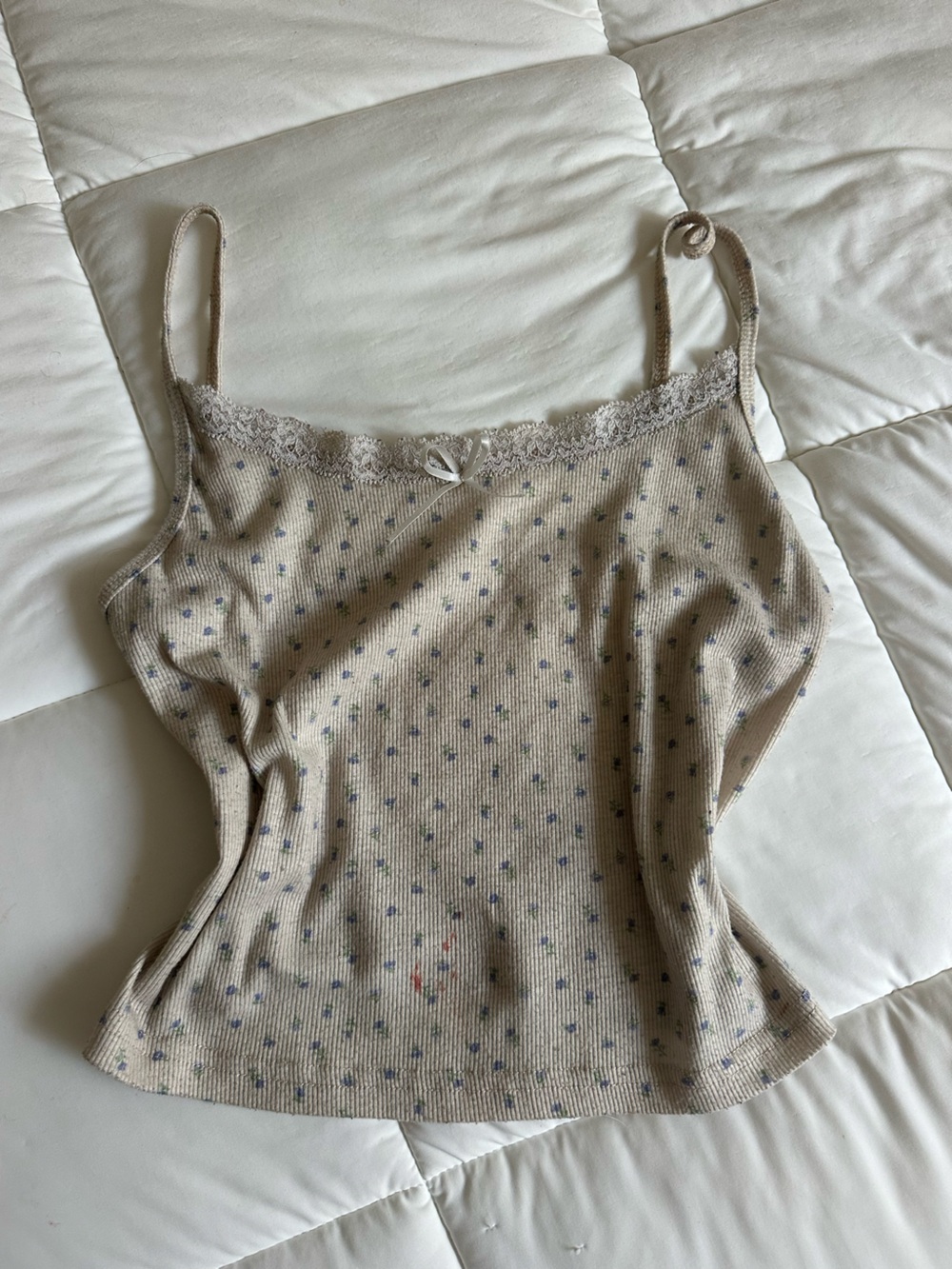 Women's Cream Floral Lace-Trim Camisole